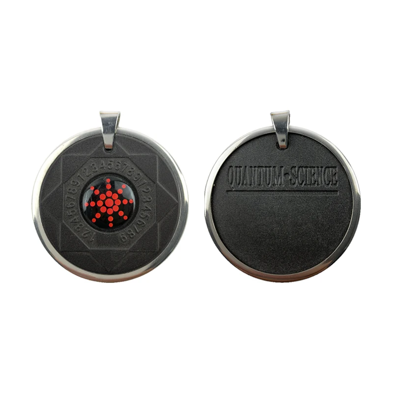 

2 Pieces Red Sunflower Lava Stone Health Necklace- Quantum Scalar Energy Pendant with Negative Ion EMF Protection Patch