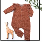 Комбинезон в горошек для новорожденных девочек 0-18 месяцев, однобортный комбинезон с длинными рукавами и оборками, одежда для подвижных игр