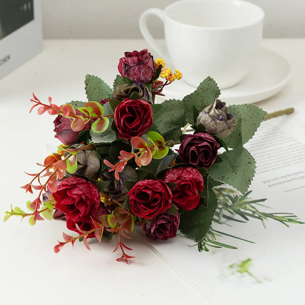 

Artificial Silk Fake Flowers Bunch Smooth And Delicate Silk-like Material Wedding Party Home Grave Floral Bouquet Decor