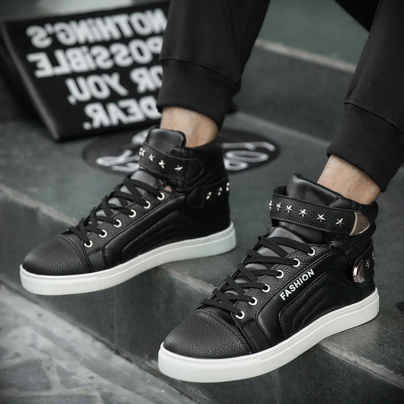 Кроссовки мужские высокие в стиле хип хоп Спортивная красная обувь для