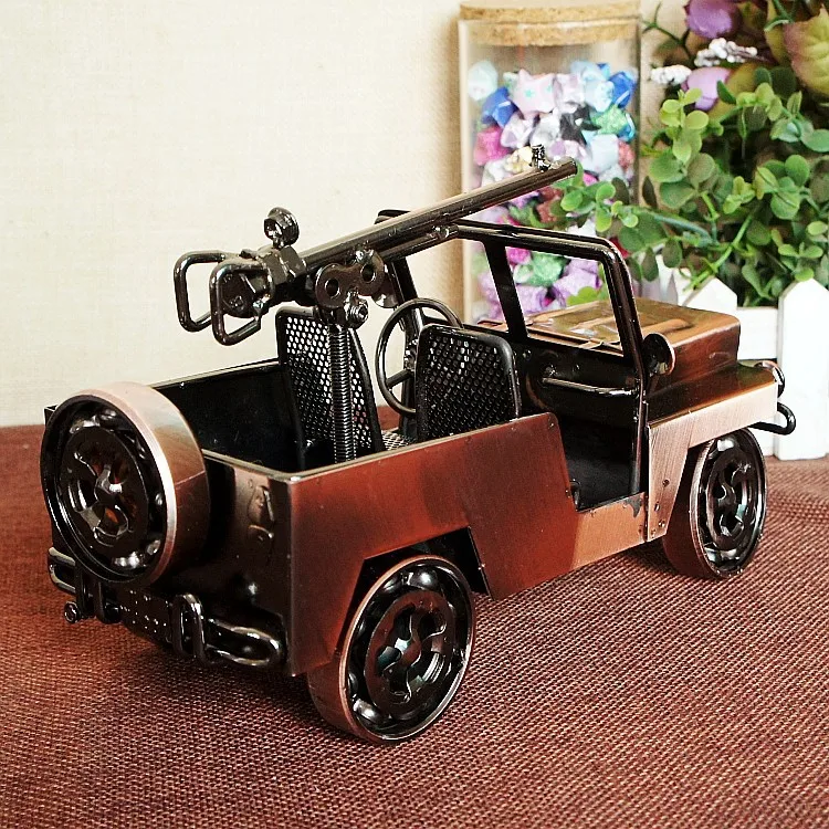 

New Domineering Wrought Iron Vintage Car Model Ornaments Plating