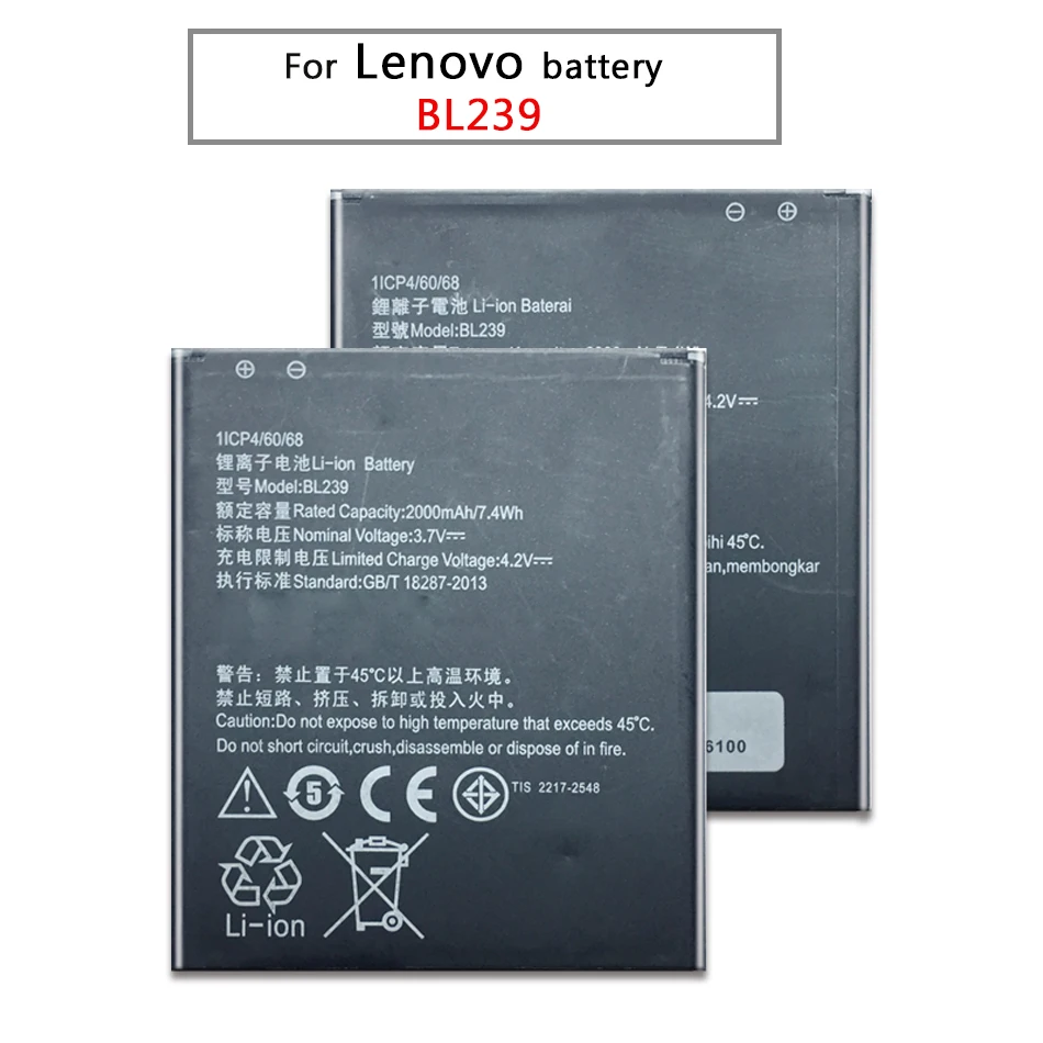 BL239 для Lenovo A399 A330E литий ионная полимерная батарея 2000mAh сотового