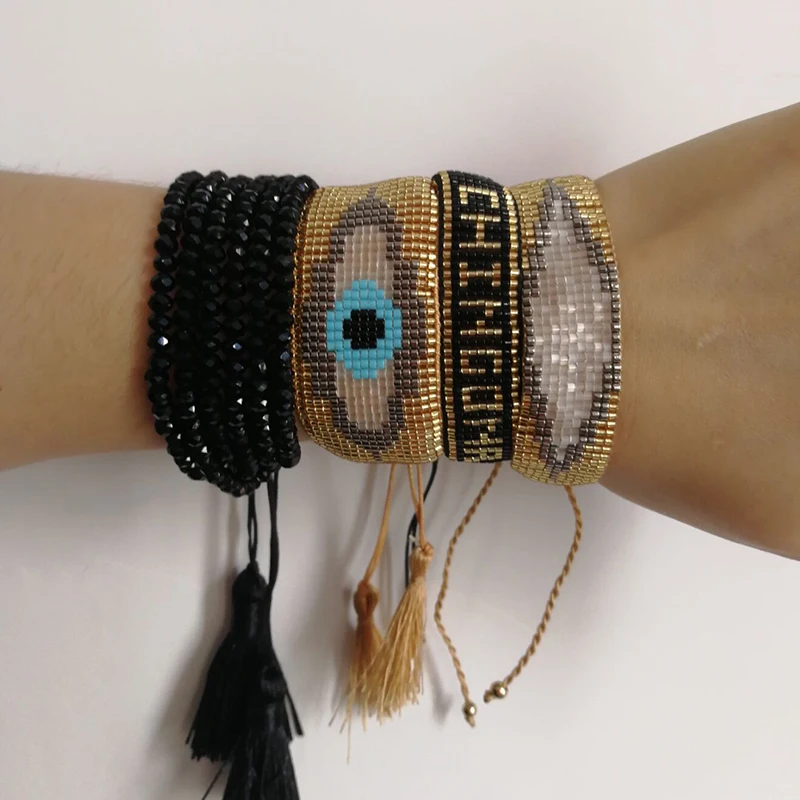 Женский браслет с бусинами SHINUS BOHO MIYUKI Турецкий Дурной глаз Joyeria мужские ювелирные