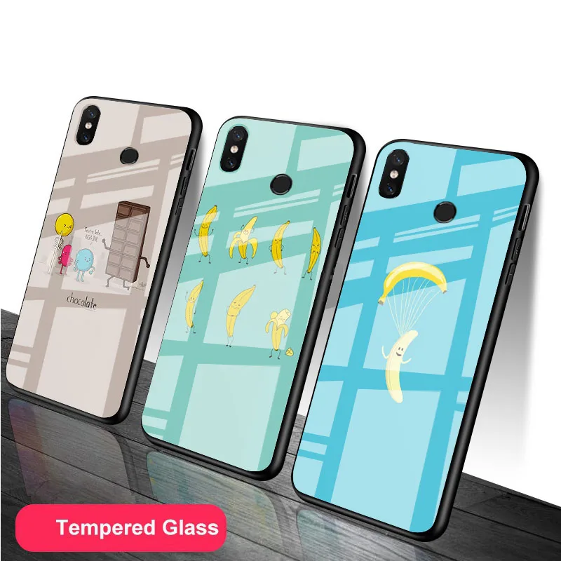 Конфеты банан чехол из закаленного стекла для телефона Xiaomi Redmi Note 5 6 7 8 Pro Note8T Note9S