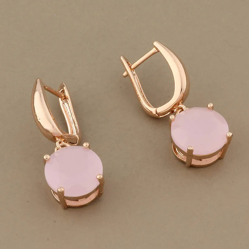 Новые модные серьги корейские элегантные 3 цвета 12 мм круглые висячие 585 розовое