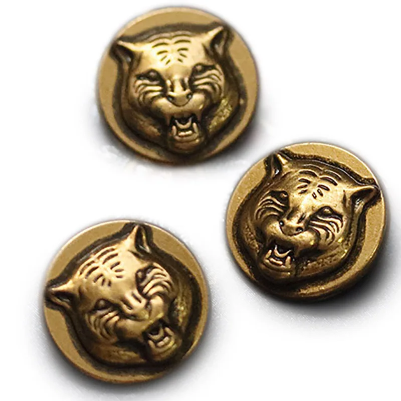 

Metal button tiger head leopard head top suit cardigan sweater round decorative button