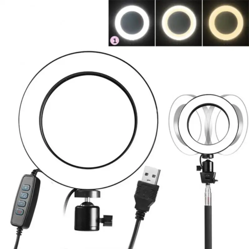 

Hot 128 LED 3 Modes LED Selfie Ring Light Dimmable LED Ring Dimmable Studio Camera Ring Phone Video with Phone Holder Family Use