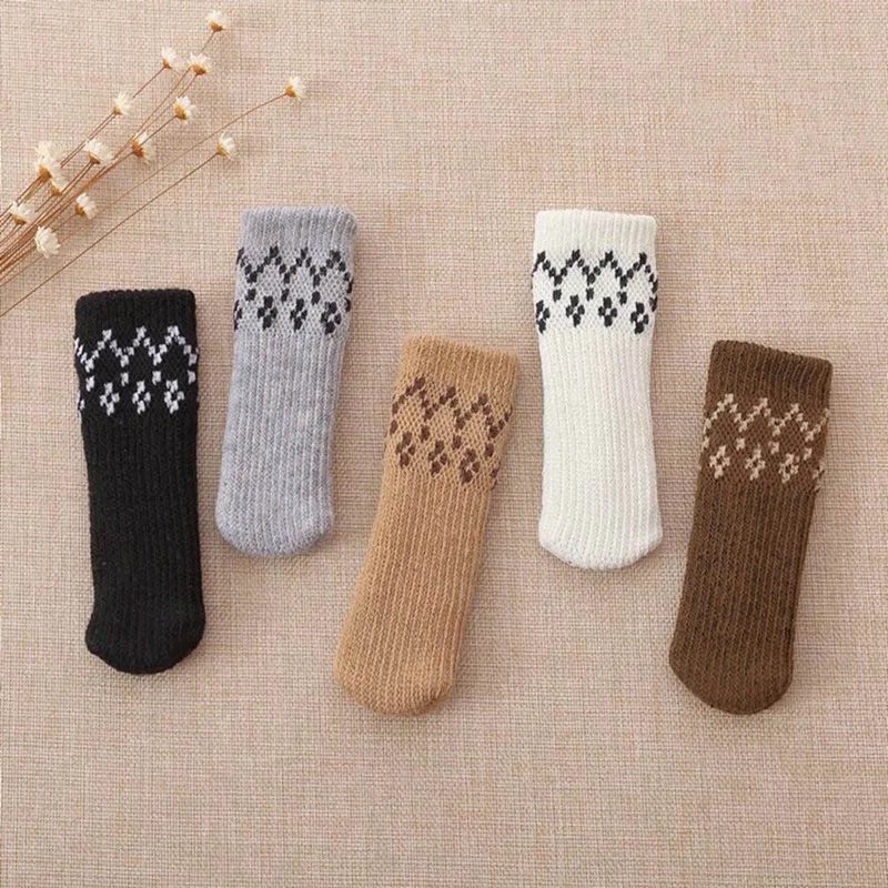 

4 Pieces/set Protector Table Foot Cover Noise Reduction Non-slip Chair Leg Woven Thick Socks Floor Protector