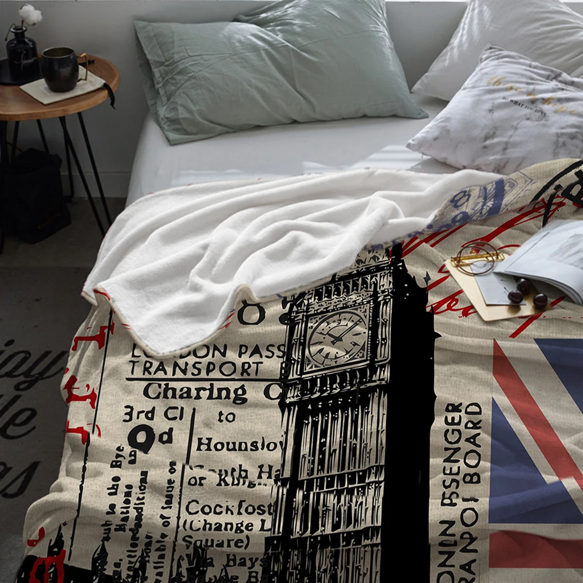 Лондонское большое дизайнерское одеяло теплое из микрофибры фланелевое