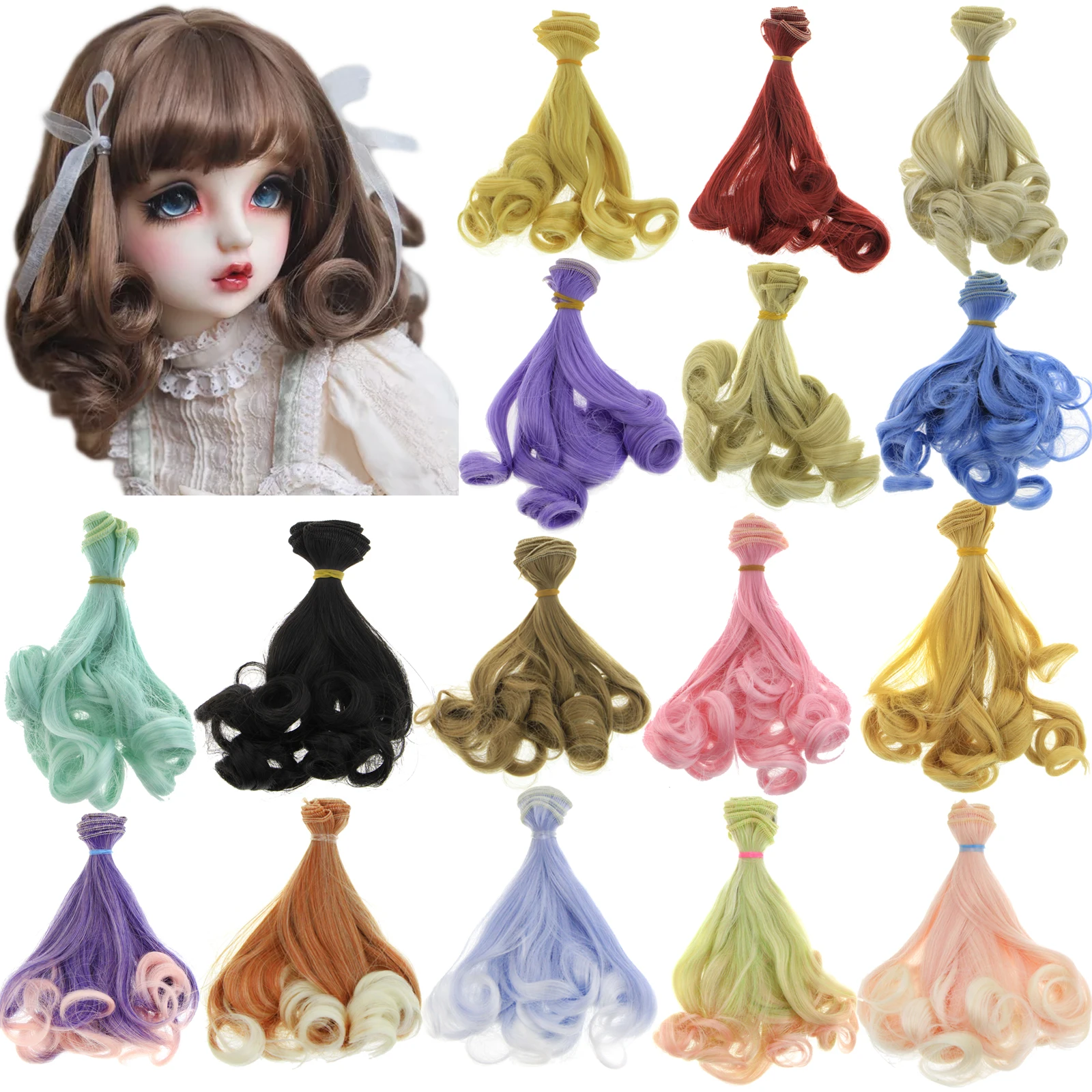 Высокое качество 15*100 см BJD кукла парик вьющиеся кукольные волосы DIY