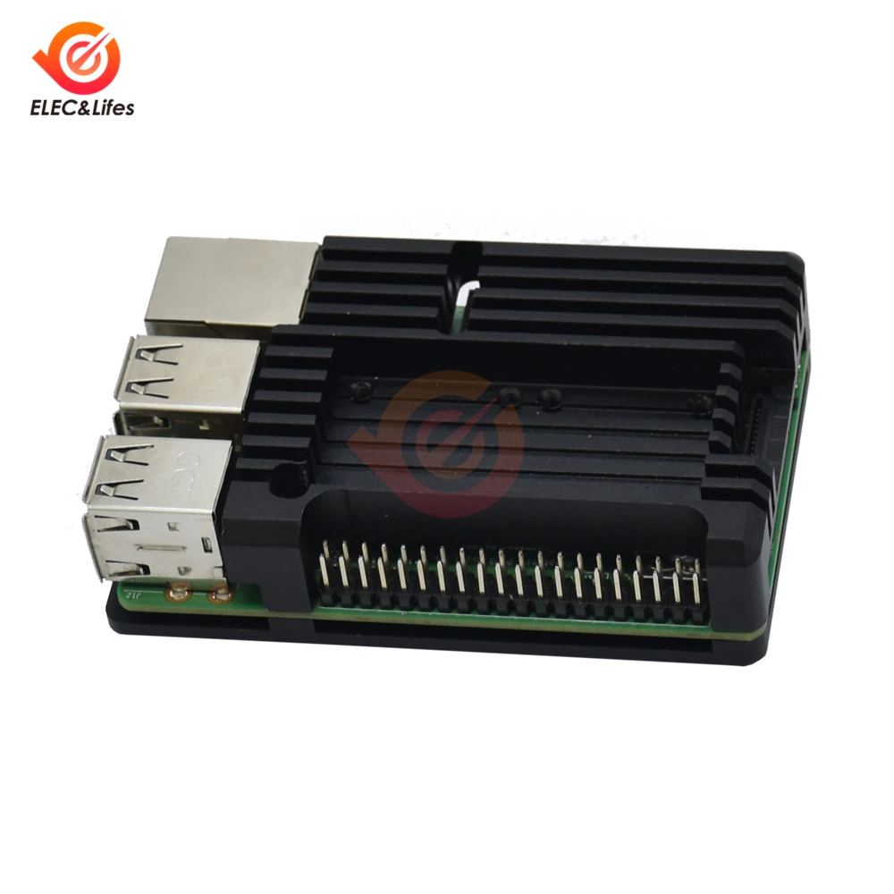 Для Raspberry Pi 3 Model B + черный алюминиевый корпус с ЧПУ двойным охлаждающим