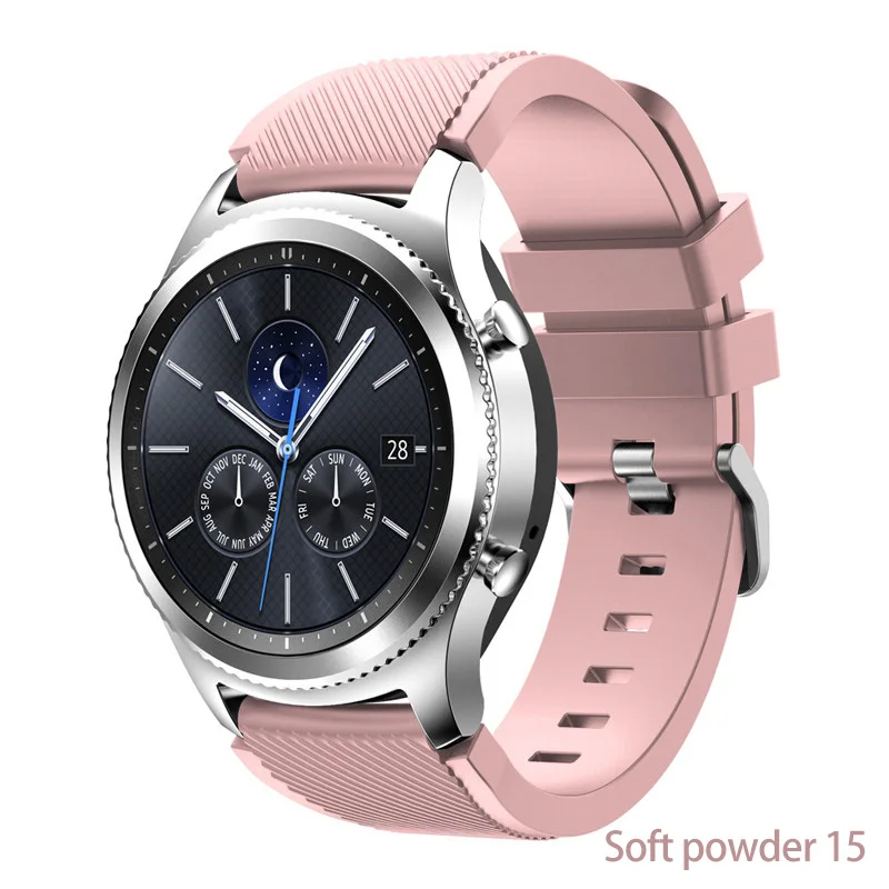 Soft powder 15 Ремешок для samsung gear S3 Frontier Galaxy watch 46 мм Активные мужские ремешки 22 мм силиконовый браслет ремешок для часов huawei watch gt 2 - Цвет ремешка: Soft powder 15