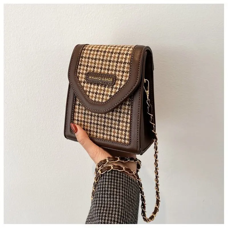 

Pu Leather Brand Designer mobile Shoulder Simple Bags For Women 2020 Chain Plaid Crossbody Bag Female Fashion Small Handbags