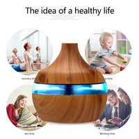 300ml usb electric air humidifier ultrasonic essential oil aroma diffuser wood color with 7 led lights for car home office