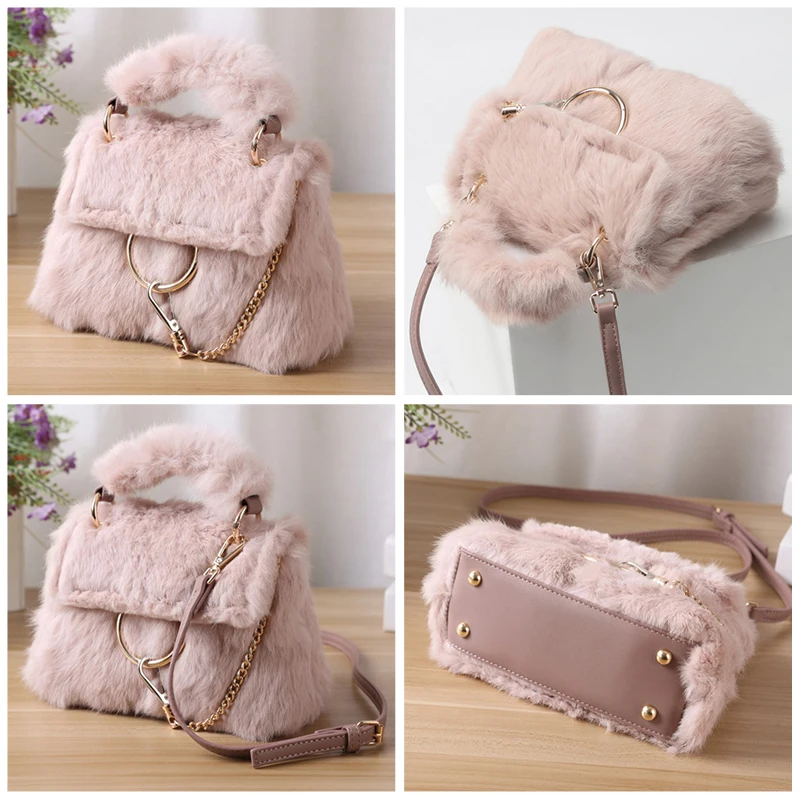 Женская сумка-Кроссбоди из натурального кроличьего меха с верхней ручкой | Багаж