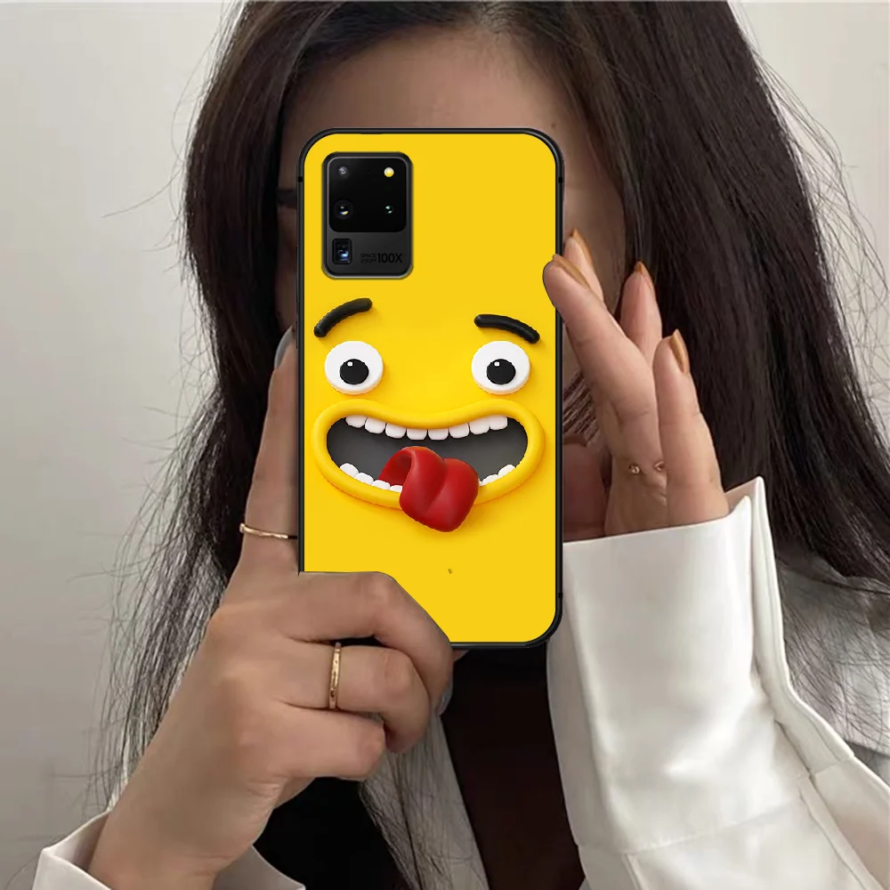 

Cute Funny Face Mask Phone Case For Samsung Galaxy S 7 21 Note 8 9 10 20 E FE Ultra Plus black Cover Tpu Prime 3D Cell Soft