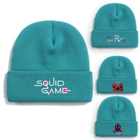 squid game knitted hat green unisex women men winter autumn outdoor party hats tide hip hop caps cuffed beanies
