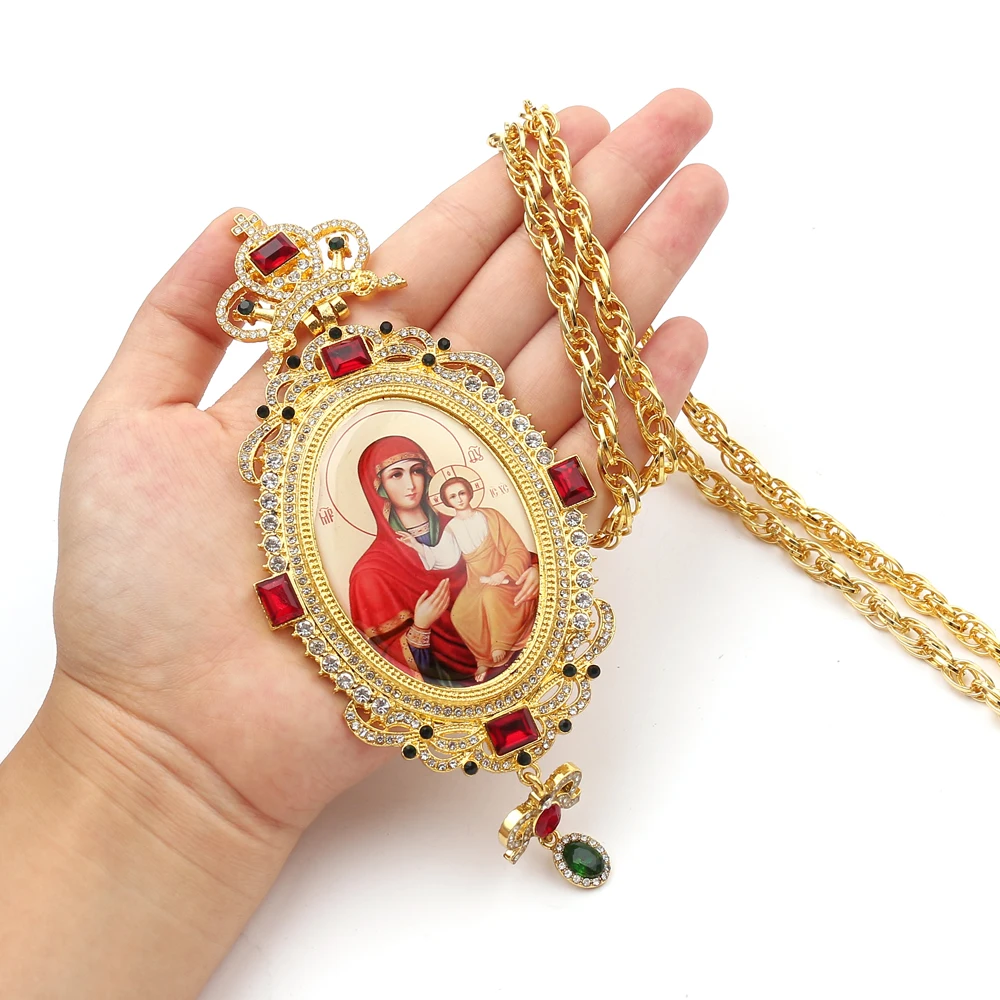 Закругленный грудной крест православный дизайн икона византийского распятия