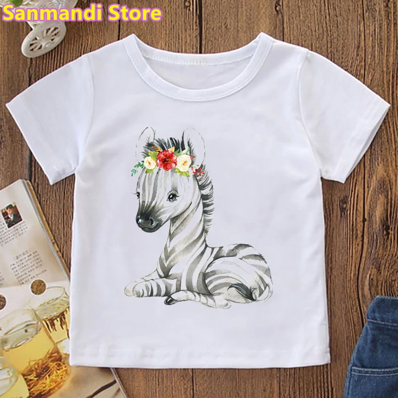 

Kawaii Children'S Clothing Cute Zumba With Flowers Animal Print T-Shirt Summer Tops For Girls/Boys Birthday Gift Tshirt
