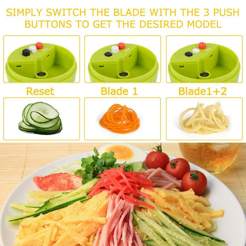 

Handheld Spiralizer Vegetable Fruit Slicer 4 in 1 Adjustable Spiral Grater Cutter Salad Tools Zucchini Noodle Spaghetti Maker