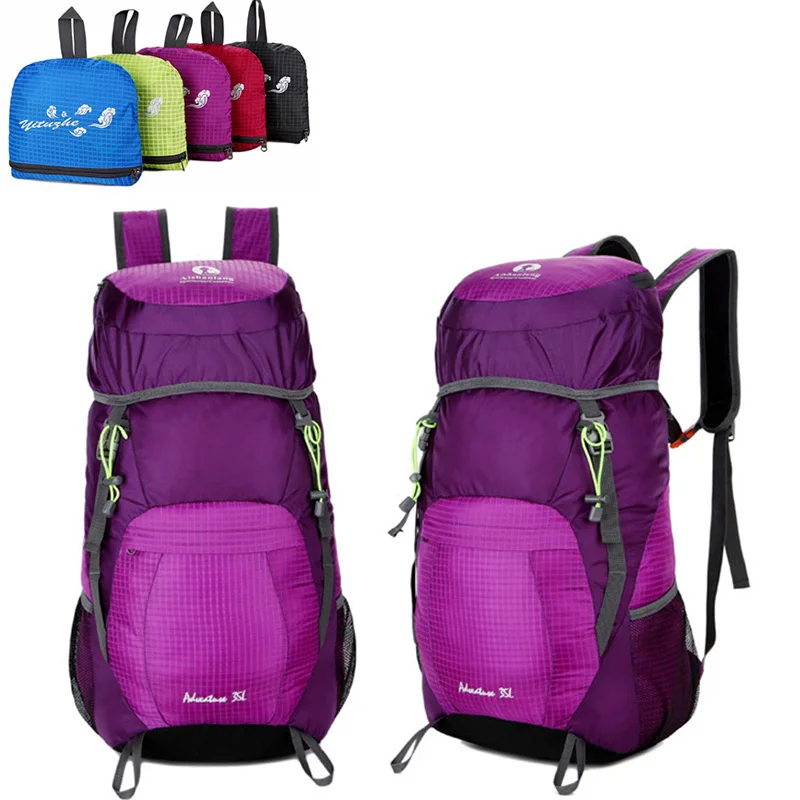 Foldable Purple Горный складной рюкзак, легкий рюкзак, походный рюкзак, туристический рюкзак, Mochila, для улицы, Складывающийся, военный рюкзак - Цвет: Foldable Purple
