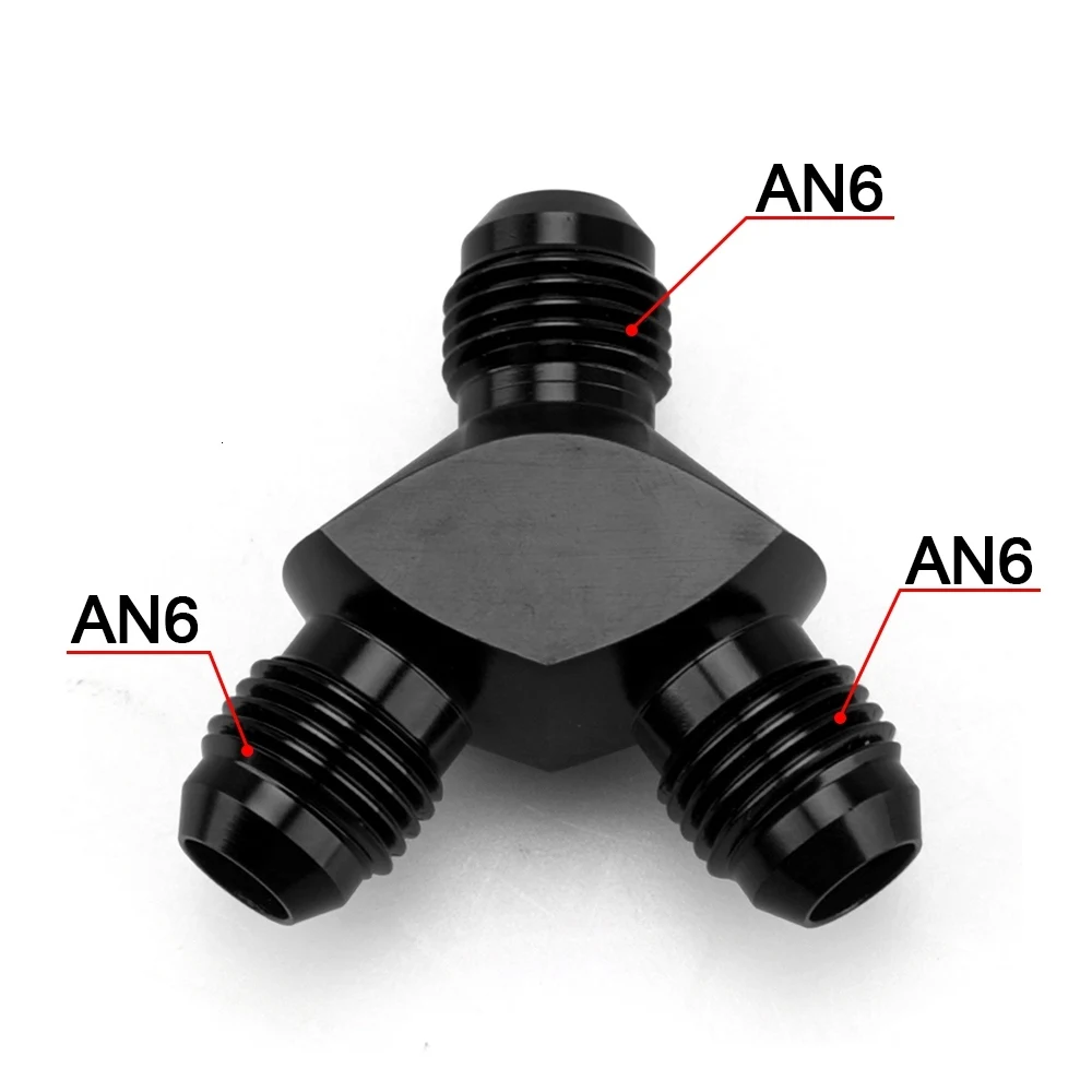 AN6 BLACK AN6 AN8 AN10 Алюминиевый Y Блок адаптер фитинги адаптер Черный Y Тип нефтяной трубы соединение - Цвет: AN6 BLACK