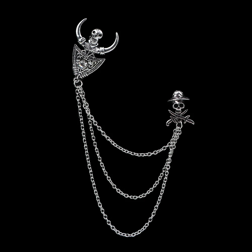 Мужская костюм воротник рубашки с кисточками на цепочке брошь лацкан в стиле