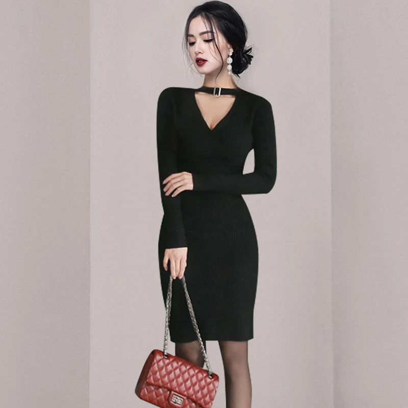 

Dress Y2k Dresses For Women 2021 Clothing Sexy Korean Fashion Knit Fall Winter Clothes For Womens Gothic Kawaii Slim Long Sleeve