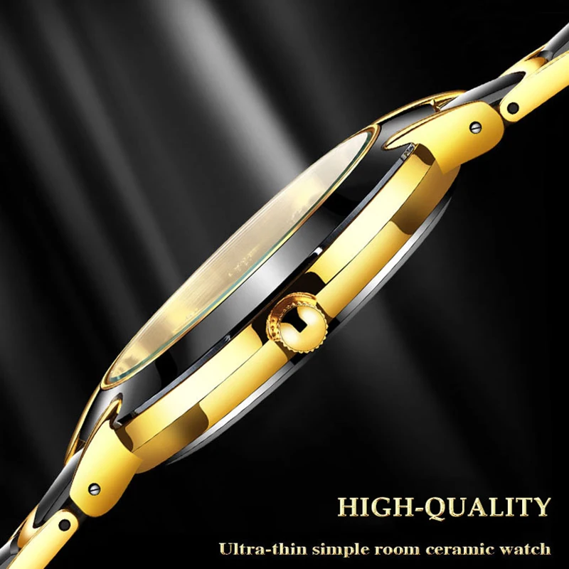 

Часы наручные LIGE мужские с керамическим ремешком, брендовые модные водонепроницаемые кварцевые с бриллиантами, с датой, с коробкой, 2020