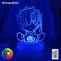 anime rem re zero figure night light led touch sensor color changing baby nightlight for bedroom decor desk 3d lamp manga gift