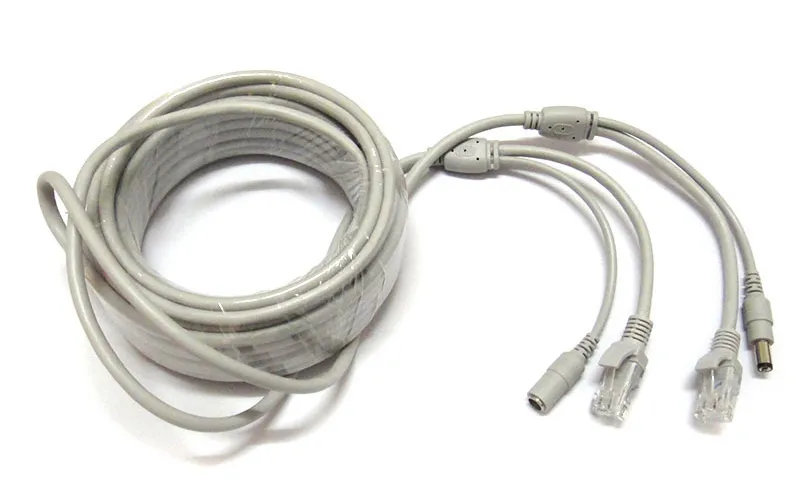 15 м 50 футов Ethernet кабель RJ45 + 12 В DC мощность CAT5/5e Расширение CCTV сетевой Lan для ip