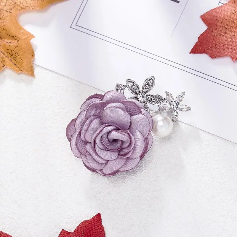 Женская ткань искусство жемчуг цветок брошь булавка кардиган рубашка Шаль