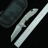 lemifshe flipper xm18 m390 blade flip folding knife ball bearing titanium hunting outdoor survival pocket knife edc tool