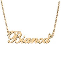 love heart bianca name necklace for women stainless steel gold silver nameplate pendant femme mother child girls gift