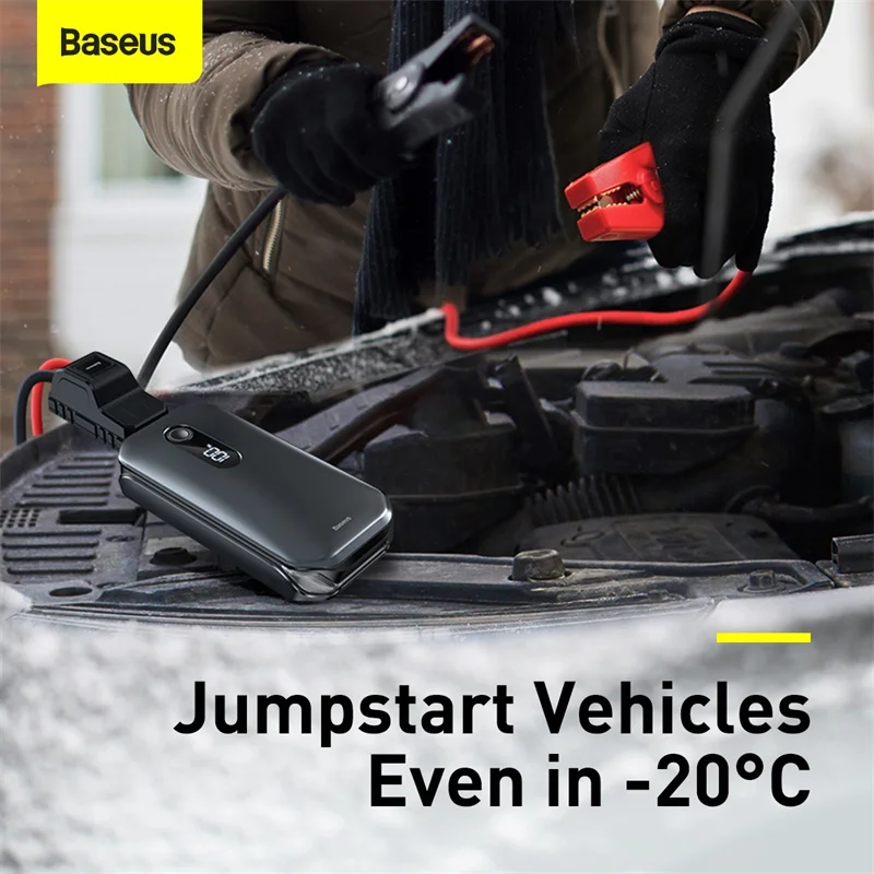 baseus 12000mah car jump starter power bank 1000a starting device booster auto vehicle emergency battery for 3 5l6l car booster free global shipping