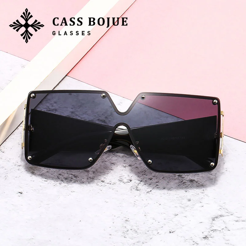 

New fashion large frame metal sunglasses wide leg conjoined lenses personalized men's and women's Sunglasses
