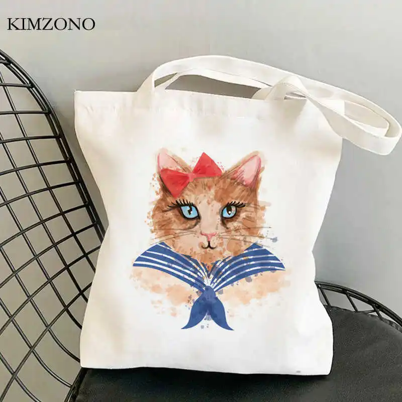 

Cat shopping bag bolsa cotton reusable handbag shopper recycle bag bag string sac cabas jute sacola cabas
