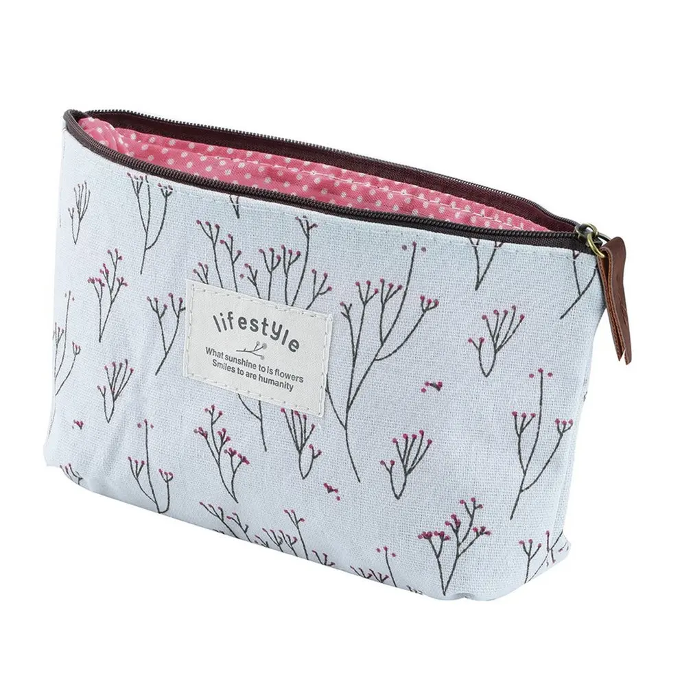 

Vintage Flower Storage Bag Women Cosmetic Handbag Female Makeup Case Multi-Functional Ladies Travel Organizer