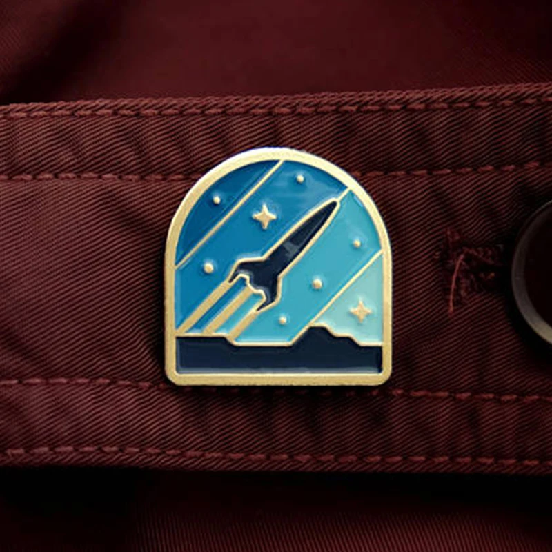 Rocket Space Brooch spaceship Badge Science Enamel Pin cool accessory to your backpacks or jackets | Brooches