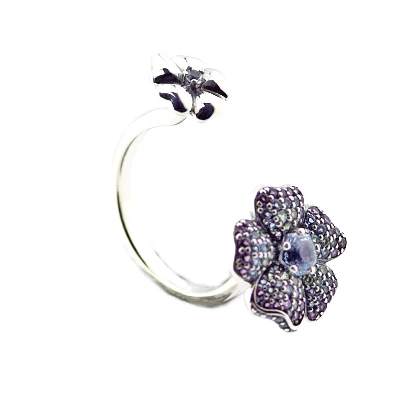 

Mixed Color Stones Glorious Blooms Rings for Women Fashion 925 Sterling Silver Jewelry Women Rings Flower Open Rings for Girls