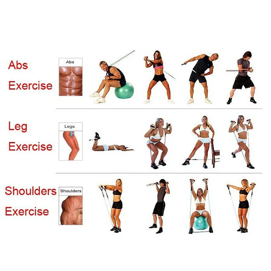 Natural Latex 11-Piece Limit Resistance Band Set Home Gym Fitness Equipment Pilates Elastic Stretching | Спорт и развлечения