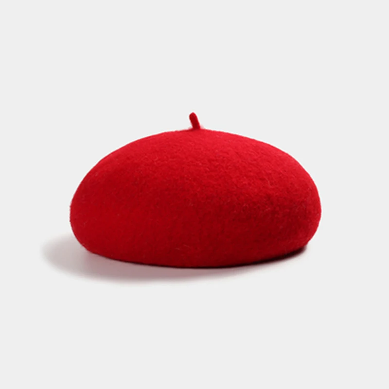 Big red Новинка, осенне-зимний высококачественный Женский берет, Модный женский однотонный Повседневный шерстяной берет, женские элегантные теплые шапки и кепки - Цвет: Big red