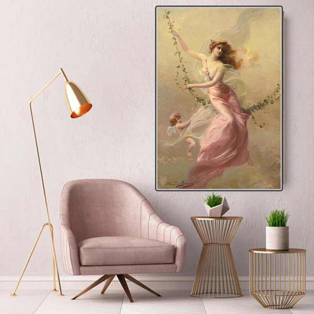

Citon Edouard Bisson Canvas The Swing Canvas Холст Картина маслом знаменитое художественное оформление постер Картина Современный Настенный декор украшение д...
