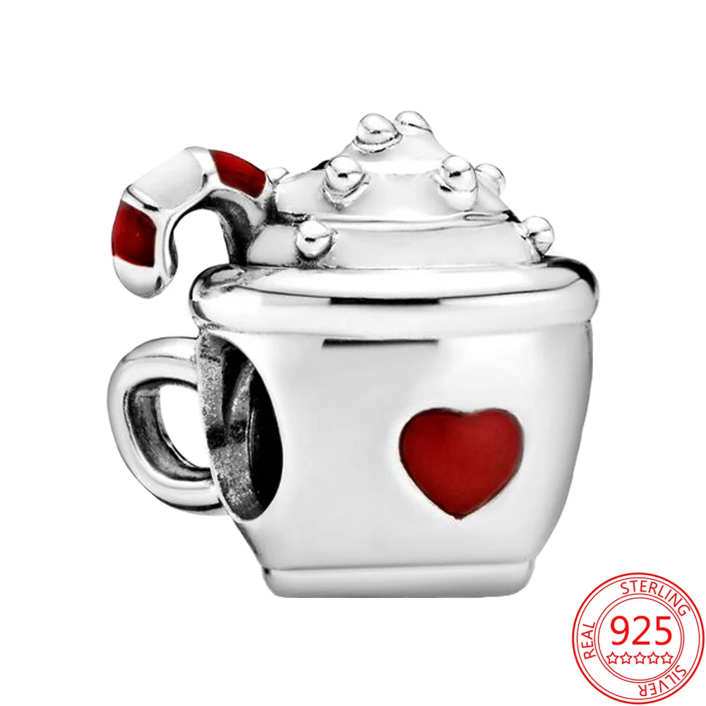 

New 100% 925 Sterling Silver Candy Cane Cocoa Charms Beads Women Fashion Jewelry Gift Fit Original Pandora DIY Bracelet & Bangle