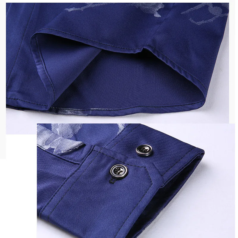 

Business Shirt New Fashion Lapel Men's Shirt Slim Spring and Autumn Print Dress Shirt Male Fashion Long Sleeve Business Shirt