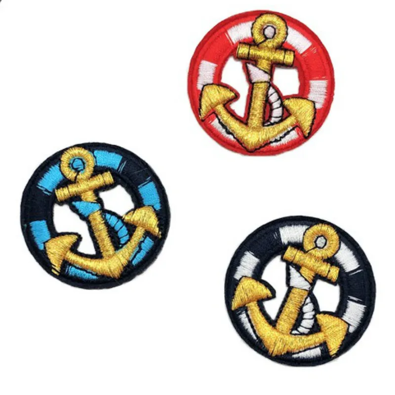 

100pcs/lot Vintage Embroidery Patch Gold Anchor Sailing Red Black Blue Shirt Clothing Decoration Accessory Craft Diy Applique