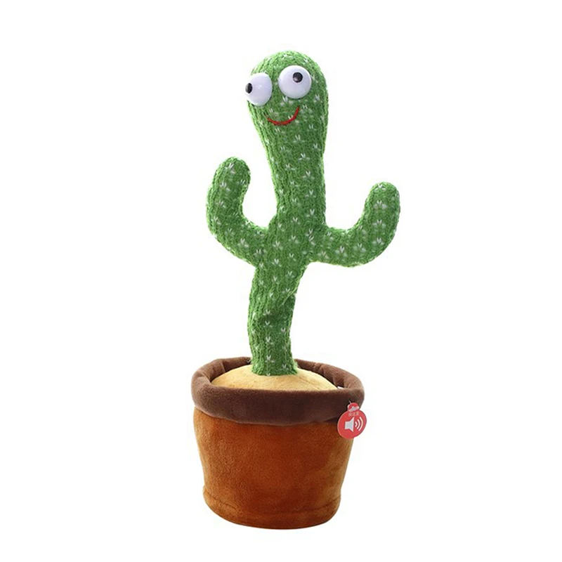 Танцевальная игрушка кактус со смайликом забавная шуточная пение плюшевая 32 см