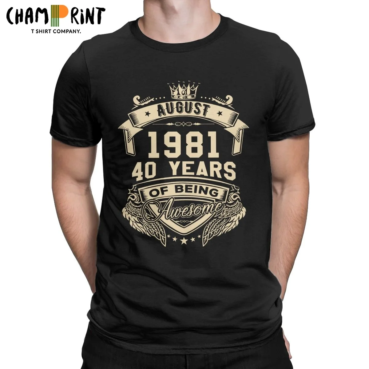 

Men T-Shirts Born In August 1981 40 Years Of Being Awesome Limited Cotton T Shirts Crew Neck Tees Clothing Adult