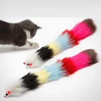 3pcslot long plush false mouse pet cat toys rainbow faxu fur squeak bells toys cayts funny playing toys for cats kitten 12inch