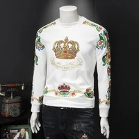 2021 mens spring and autumn casual crown crew neck long sleeve sweater embroidered bottoming shirt sweatshirt top